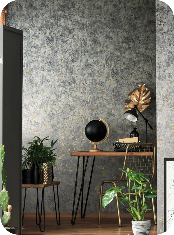 Black and grey wallpaper with concrete texture